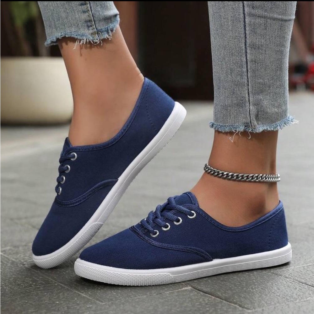 Women's Navy Canvas Sneakers